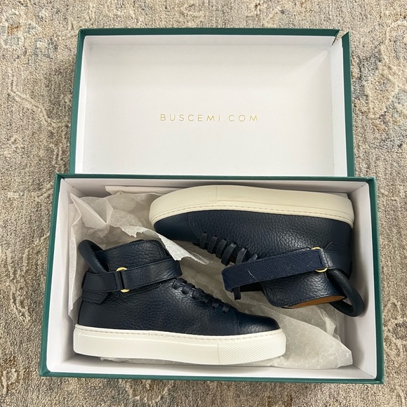 Buscemi Oceano Navy Blue Leather High Top sneakers size 29